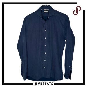 Suit‎ Supply Navy/White Polka Dot Long Sleeve Button Down Shirt Size 38/15